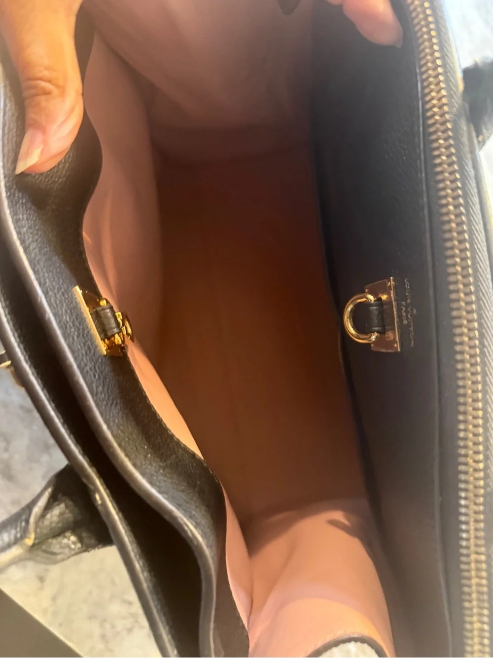 Louis Vuitton Black and Blush Two-Tone Satchel with Gold Hardware